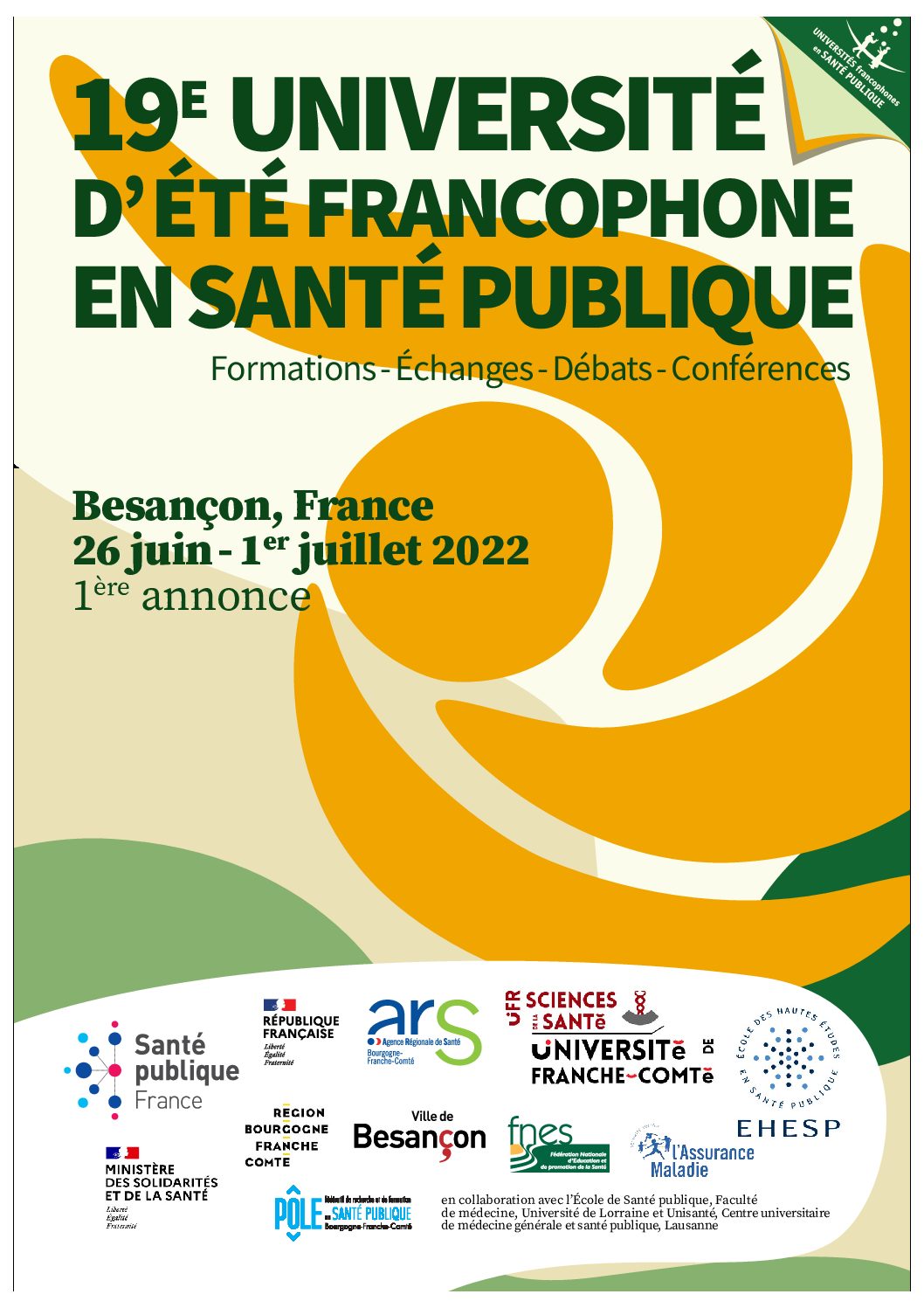 19ème Université d’été francophone en santé publique  |  03 au 08 juillet 2022  |  Besançon