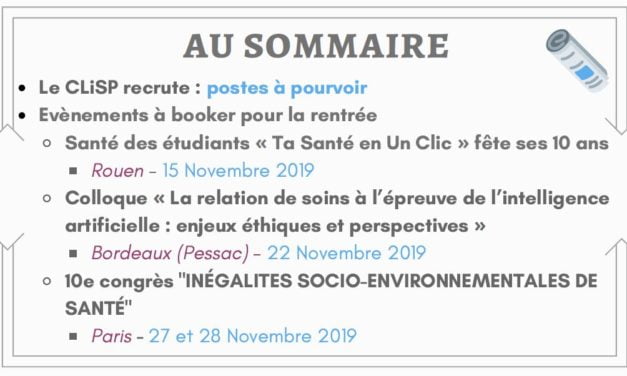 40ème édition de la Newsletter du CLiSP
