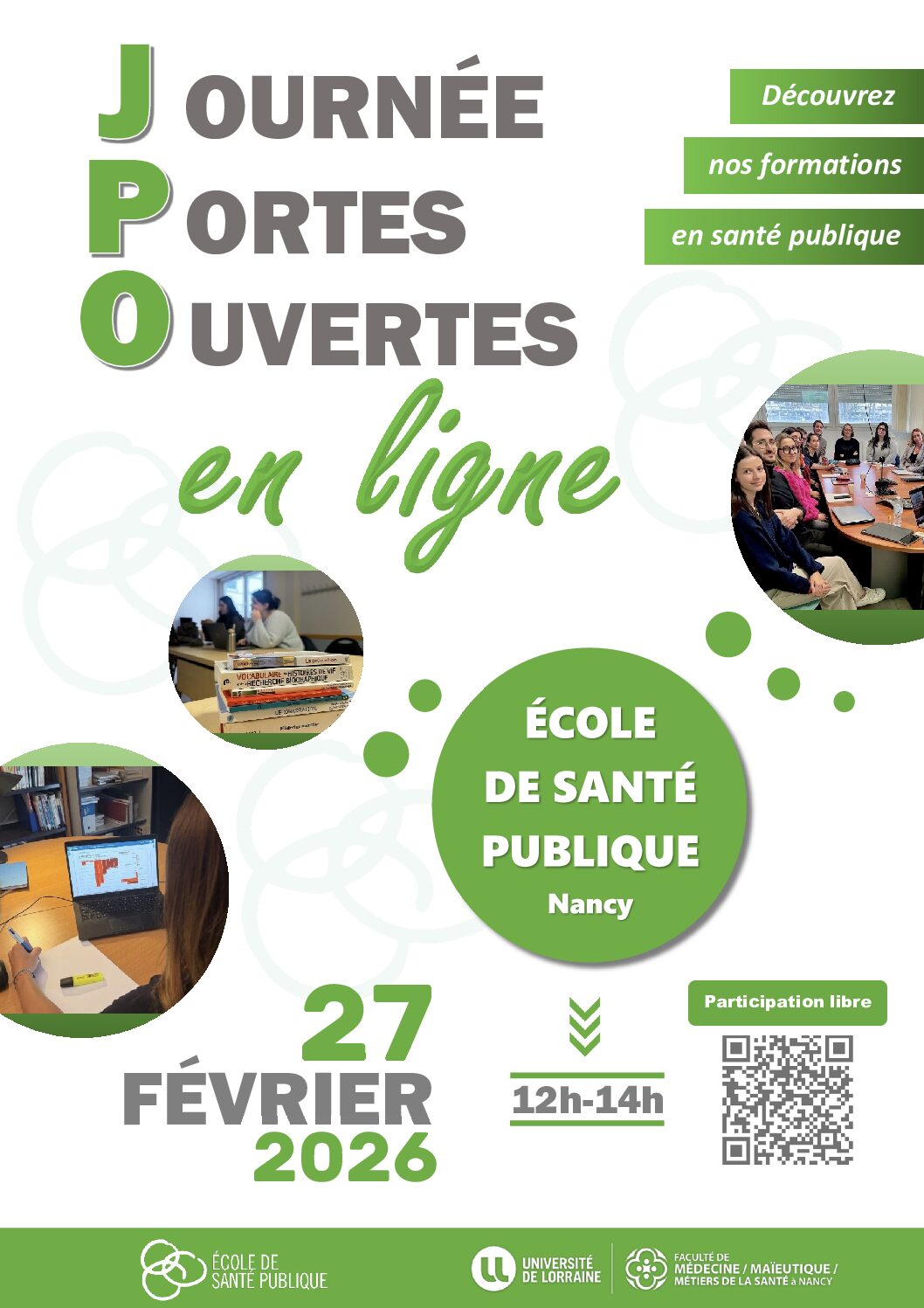 Journée Portes Ouvertes en ligne de l&rsquo;École de Santé Publique de Nancy | 27 février 2026